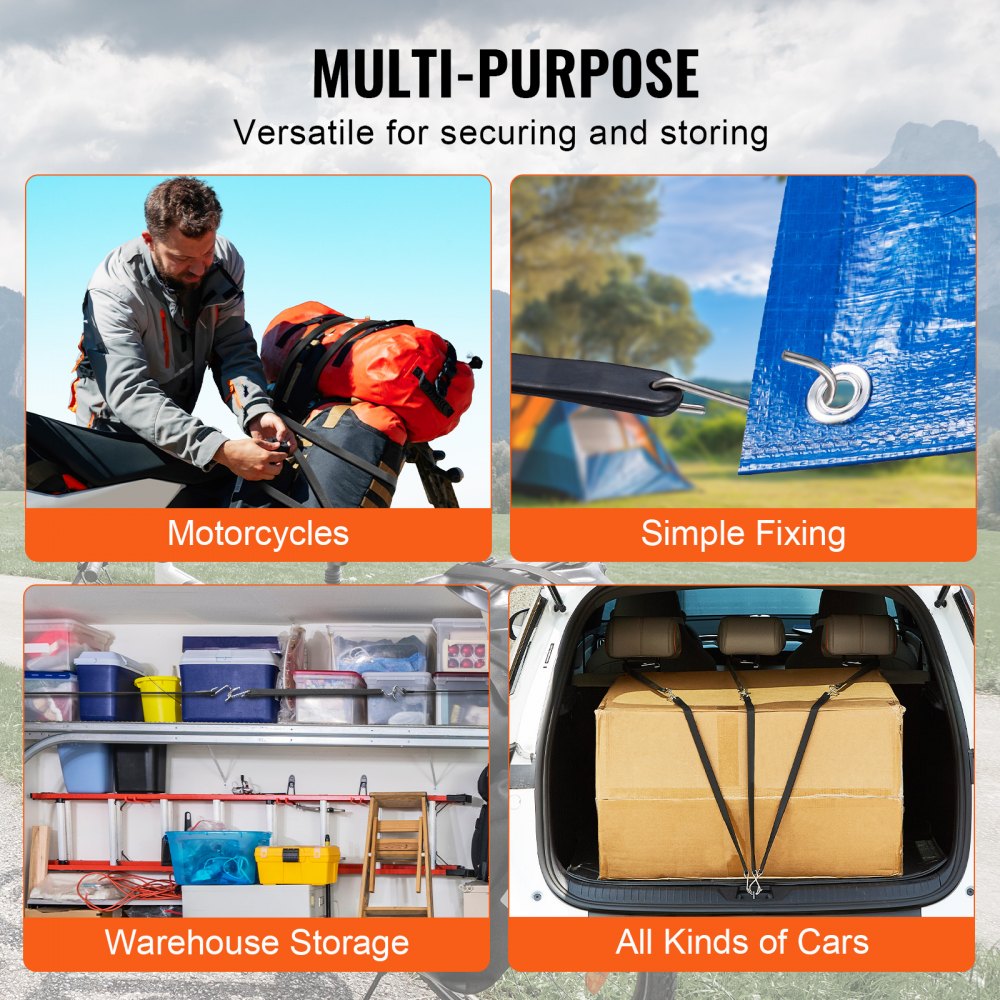 HMTLS-06 - 50 Pcs Heavy-Duty Bungee Cords for Secure Transport and Storage