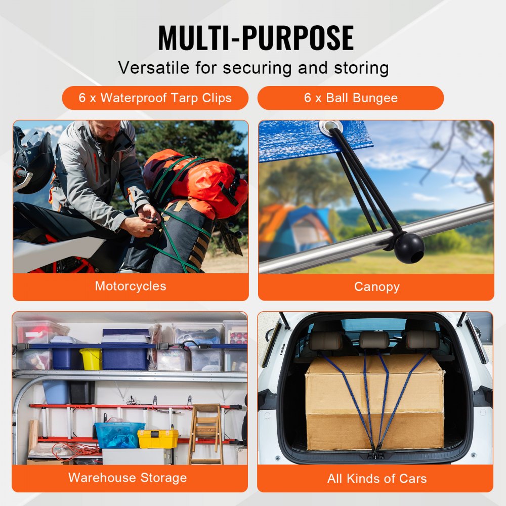 DJ-FT001 - Heavy-Duty 32 Pcs Bungee Cord Set with J-Hooks, Weather Resistant