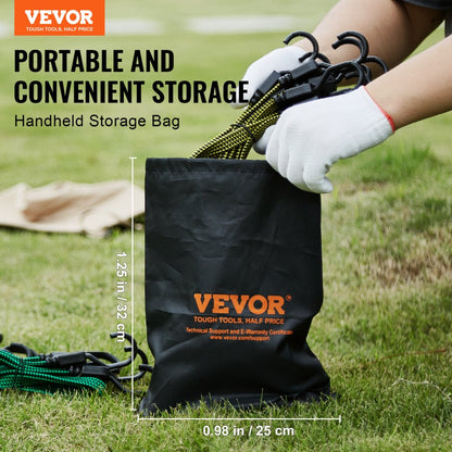 DJ-FT001 - Heavy-Duty 32 Pcs Bungee Cord Set with J-Hooks, Weather Resistant