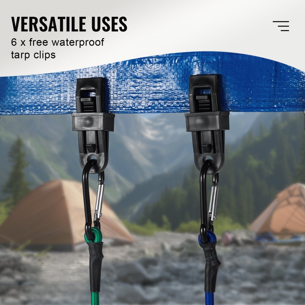 DJ-CB002 - Heavy-Duty Bungee Cord Set with 8mm Steel Carabiners