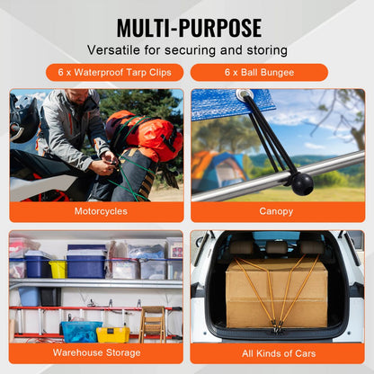 DJ-CB002 - Heavy-Duty Bungee Cord Set with 8mm Steel Carabiners