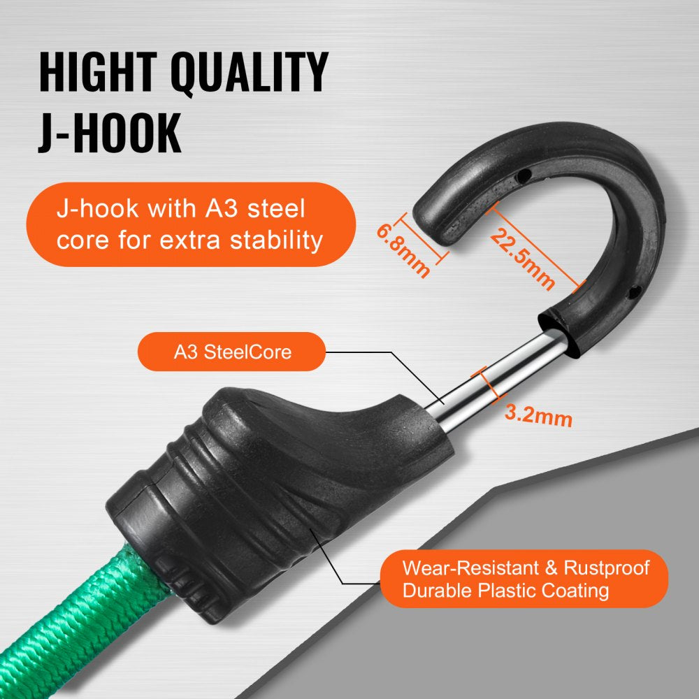 DJ-JC001 - 32 Pcs Heavy-Duty Bungee Cord Set with A3 Steel Hooks