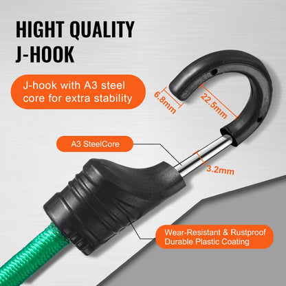 DJ-JC001 - 32 Pcs Heavy-Duty Bungee Cord Set with A3 Steel Hooks