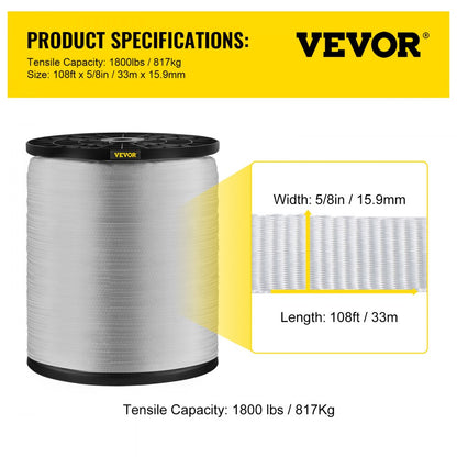 DLLD-15.9MMX33 - 1800 Lbs 100% Polyester Pull Tape with Protective Cover