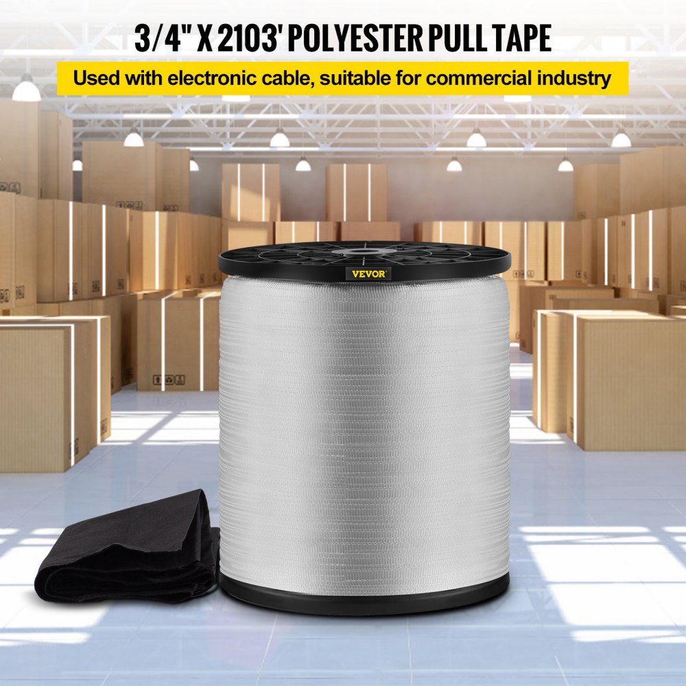 DLLD-19MMX641 - Durable 2500Lbs 100% Polyester Pull Tape with Protective Cover