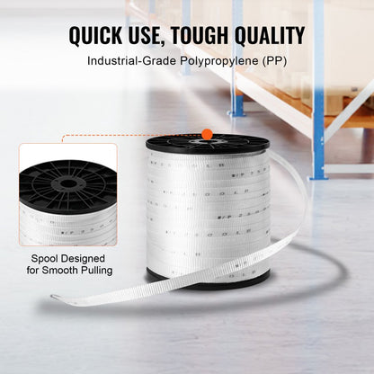 161M19MP9P - 3/4" x 528' High-Strength Polyester Pull Tape for Heavy-Duty Tasks