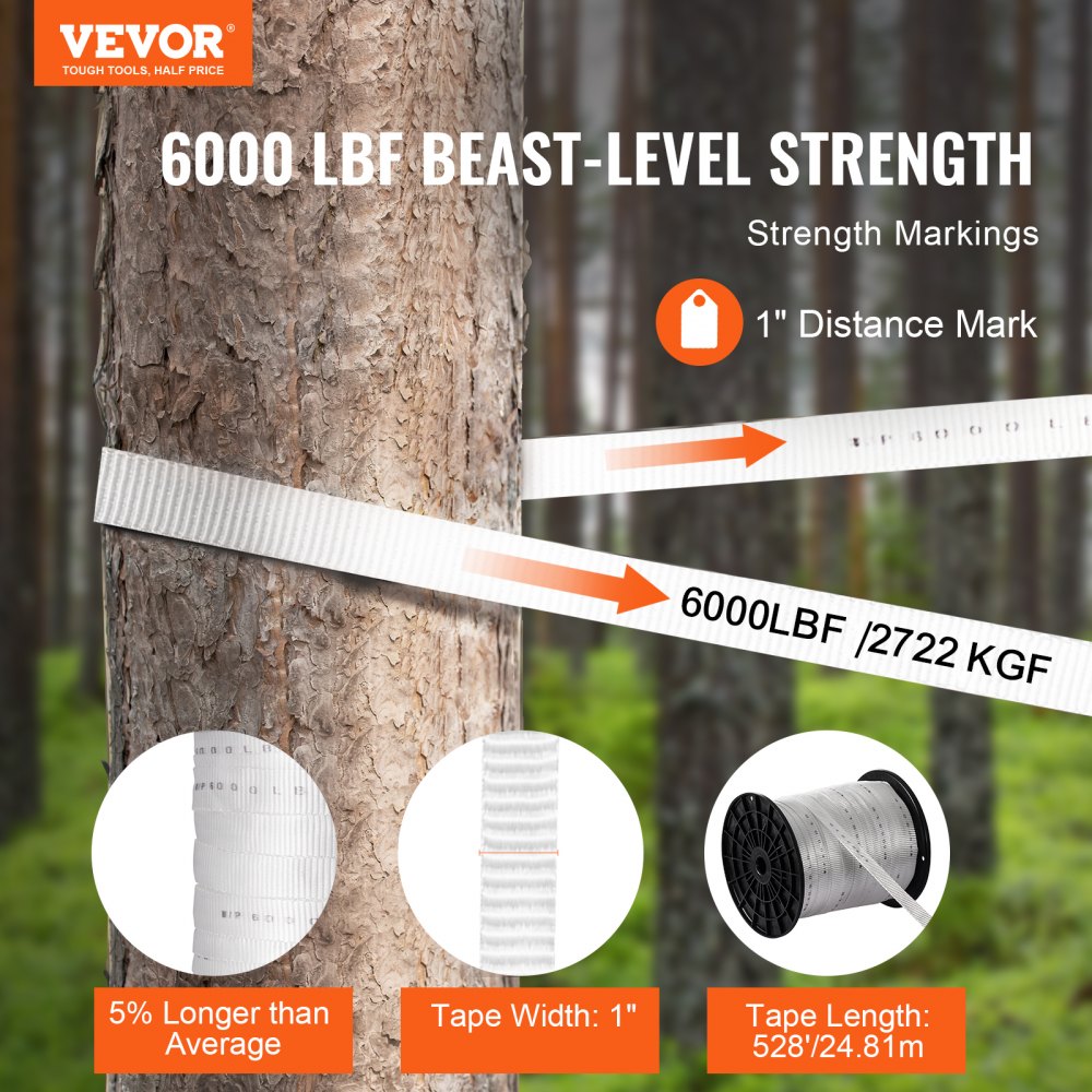 161M254CO6 - Heavy-Duty 1" x 528' Polyester Pull Tape with 6000 lbf Strength