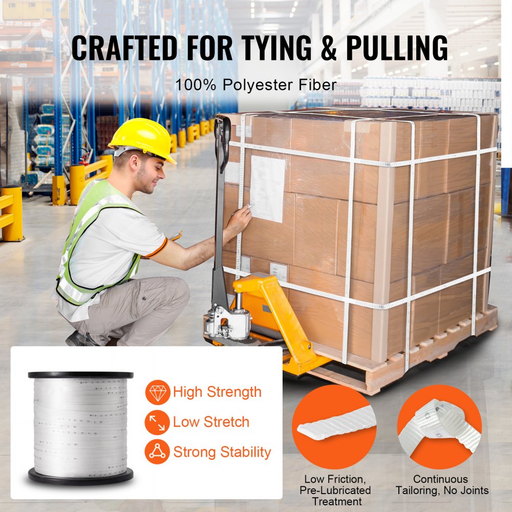 641M19M9OS - 3/4" x 2103' Heavy-Duty Polyester Pull Tape with Markings