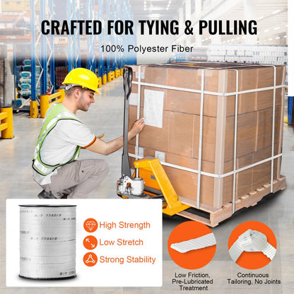 97M159M0R9 - Heavy-Duty 5/8" x 318' Polyester Pull Tape with High Tensile Strength