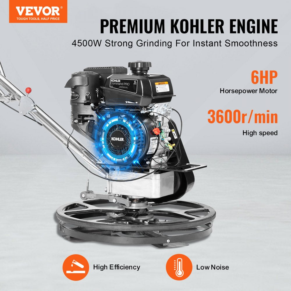 HMR600 - 24” Gas-Powered Cement Trowel with 6HP Engine and Adjustable Blades