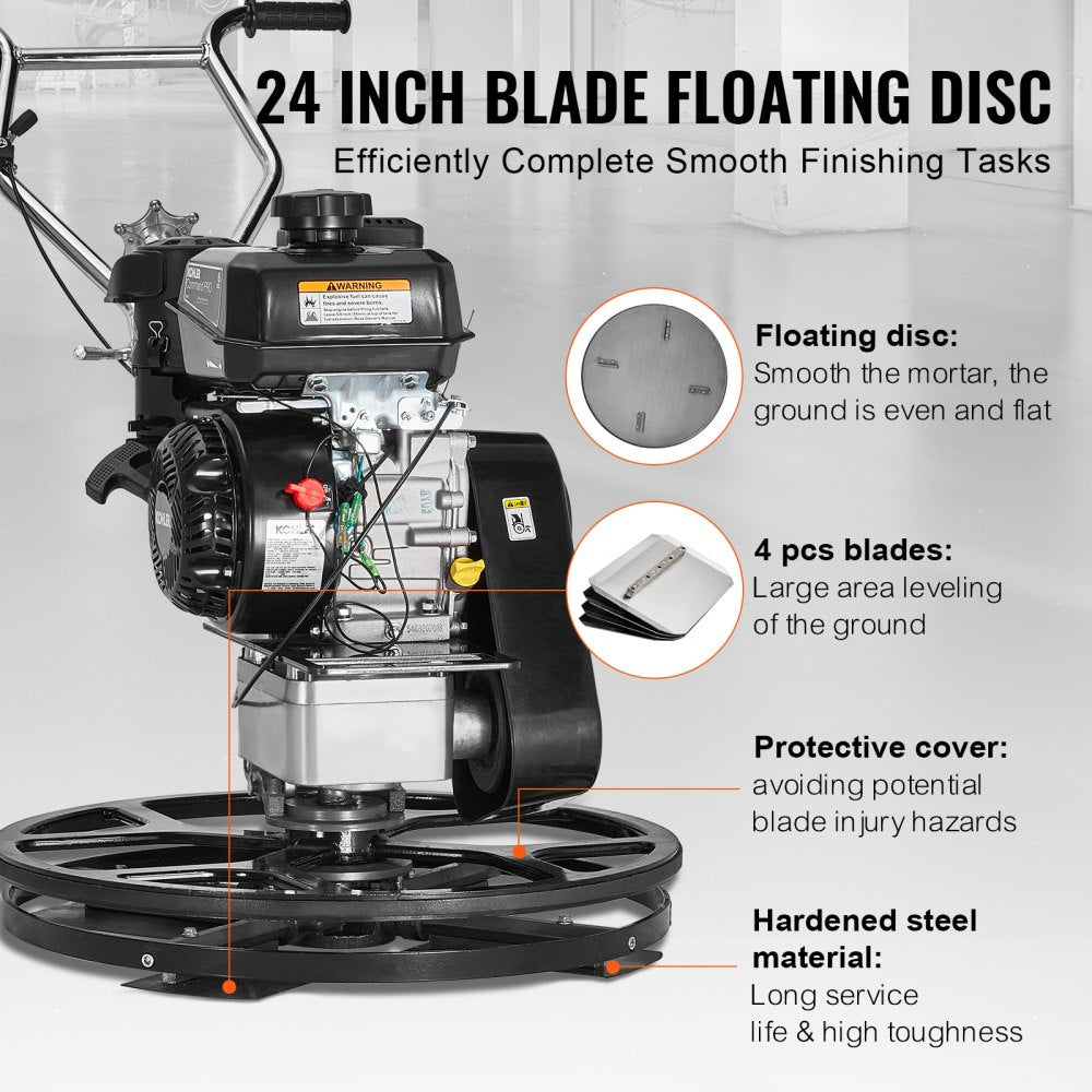 HMR600 - 24” Gas-Powered Cement Trowel with 6HP Engine and Adjustable Blades