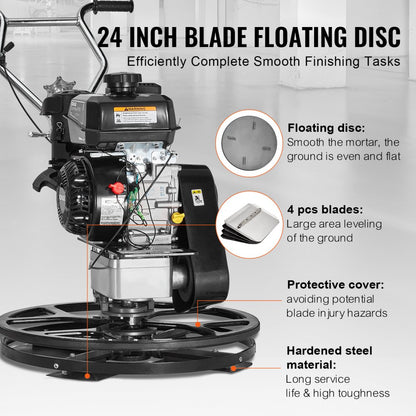 HMR600 - 24” Gas-Powered Cement Trowel with 6HP Engine and Adjustable Blades