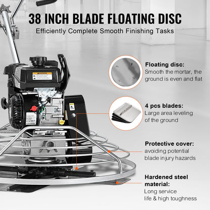 HMR950 - 6HP Gas Cement Trowel 38" with Durable Steel Blades