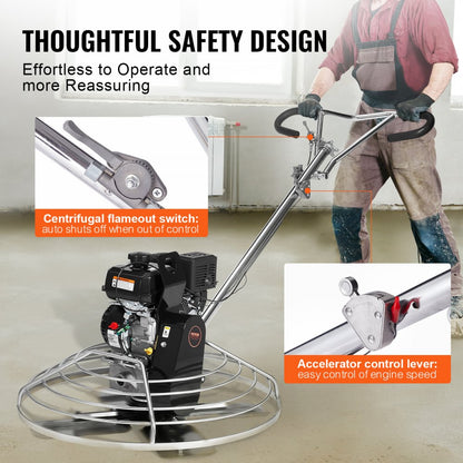 HMR950 - 6HP Gas Cement Trowel 38" with Durable Steel Blades