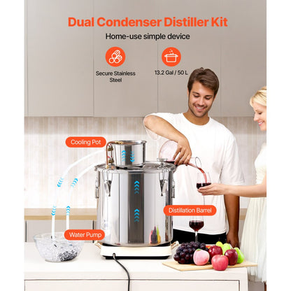 STDB-50L-U - 13.2Gal Stainless Steel Distiller Kit with Cooling Pot