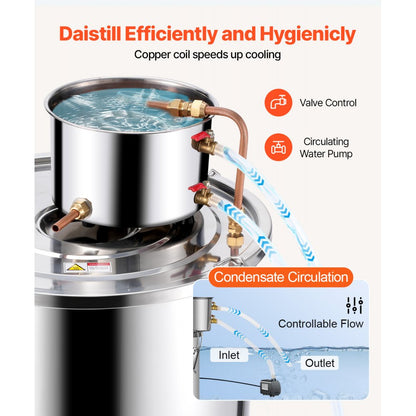 STDB-50L-U - 13.2Gal Stainless Steel Distiller Kit with Cooling Pot