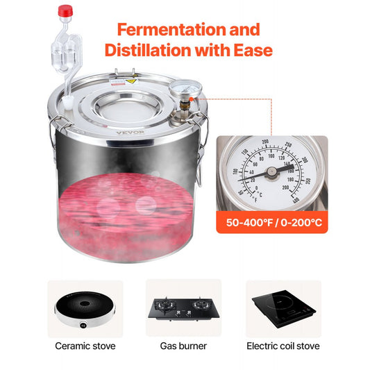 STDB-10L - 3 Gal Stainless Steel Distillation Kit with Cooling Pot and Valves