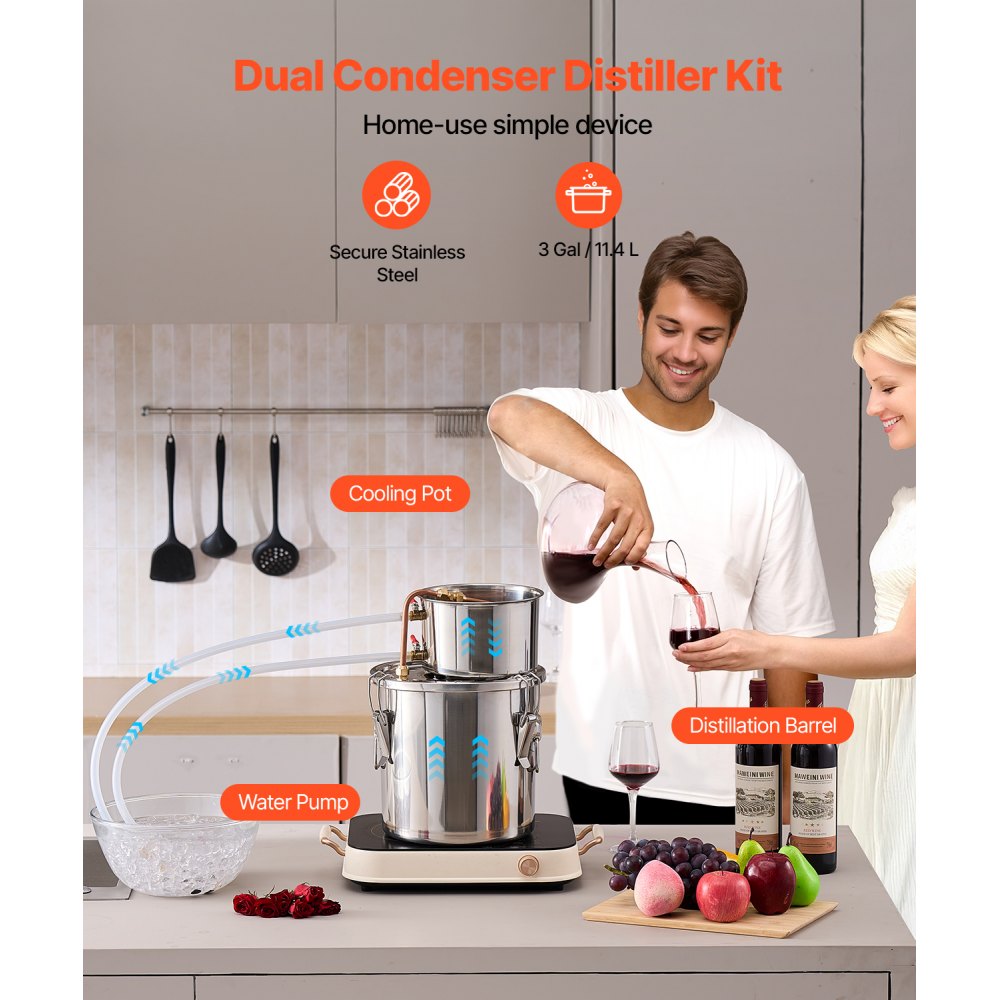 STDB-10L-U - 3 Gal Stainless Steel Distillation Kit with Cooling System