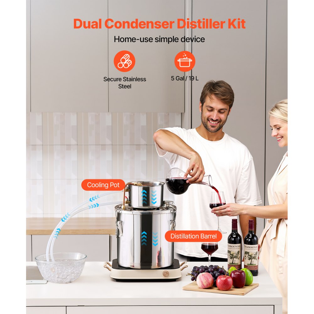 STDB-20L - Stainless Steel 5 Gal Distillation Kit with Cooling Pot