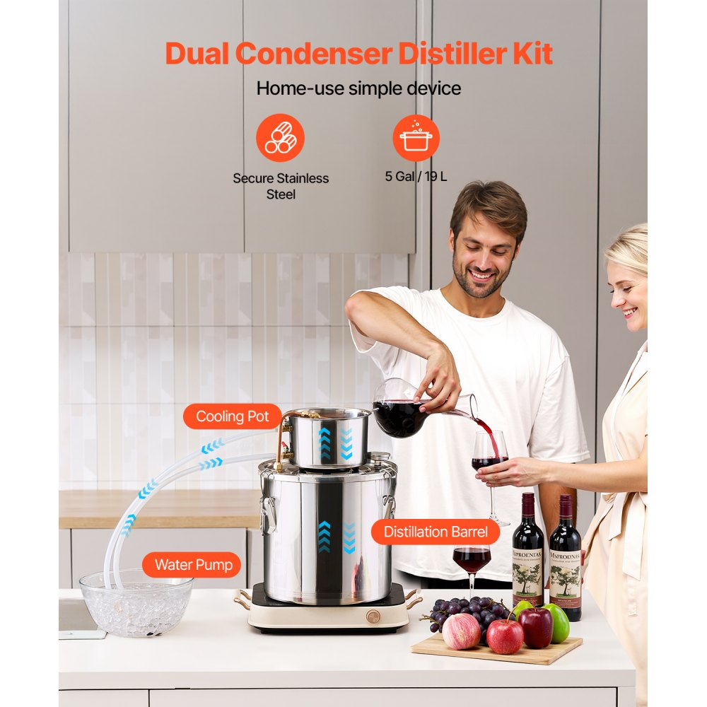 STDB-20L-U - 5 Gal Stainless Steel Distillation Kit for Home Brewing