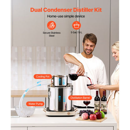 STDB-20L-U - 5 Gal Stainless Steel Distillation Kit for Home Brewing