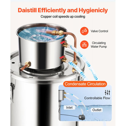 STDB-20L-U - 5 Gal Stainless Steel Distillation Kit for Home Brewing