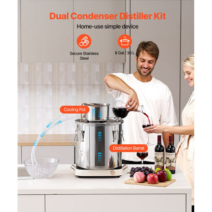 STDB-30L - 8 Gal Stainless Steel Distillation Kit with Cooling Pot