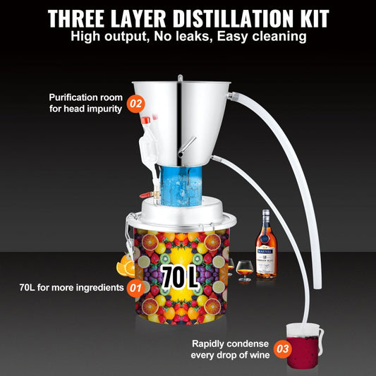 VV-PG70L-110V - 18 Gal Stainless Steel Home Distiller with Accessories