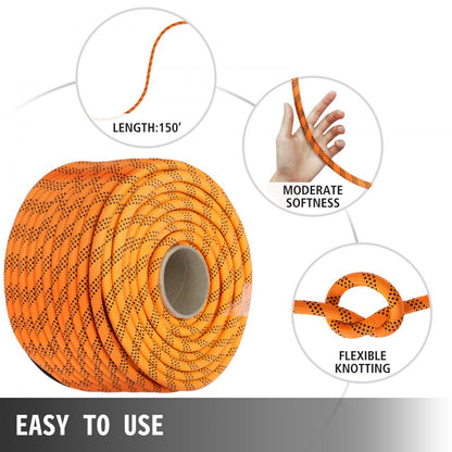 010720522735 - 150' Heavy-Duty Polyester Pulling Rope, 8400 lbs Strength