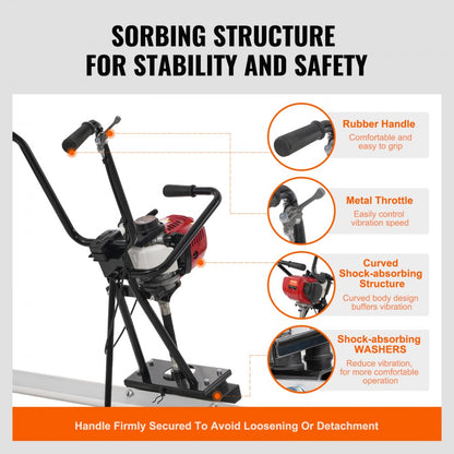 ZPJ-25A-6 - VEVOR 6ft Lightweight Gas Concrete Screed with Adjustable Handles