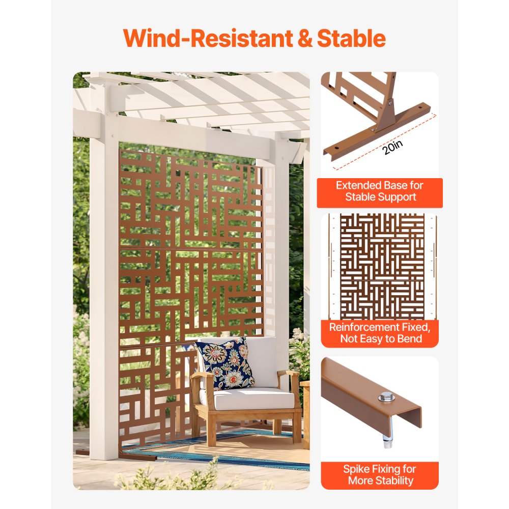HA-SS-06 - Durable 36"x72" Metal Privacy Screen for Outdoor & Indoor Use