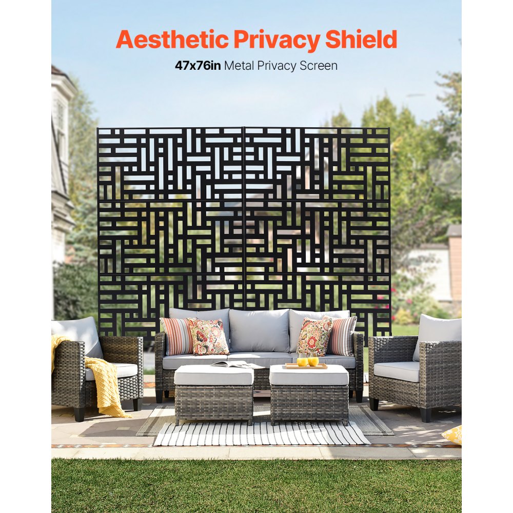 HA-SS-01 - 47" x 76" Durable Metal Privacy Screen for Indoor/Outdoor Use