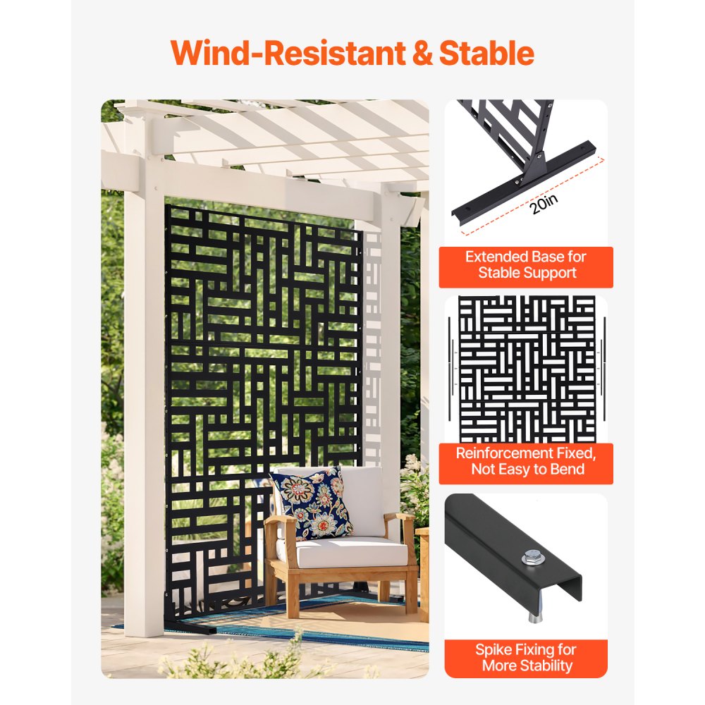 HA-SS-01 - 47" x 76" Durable Metal Privacy Screen for Indoor/Outdoor Use