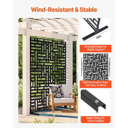 HA-SS-01 - 47" x 76" Durable Metal Privacy Screen for Indoor/Outdoor Use