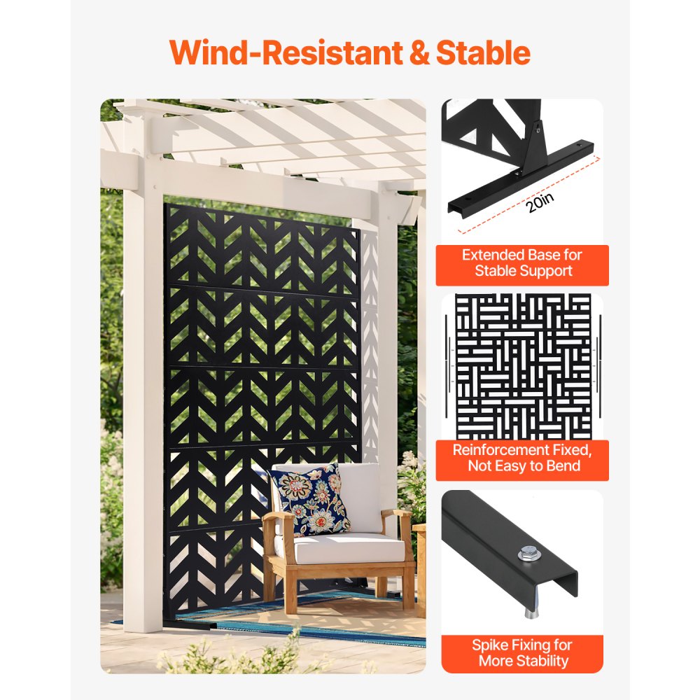 HA-SS-05 - 47"x72" Durable Metal Privacy Screen for Outdoor & Indoor Use