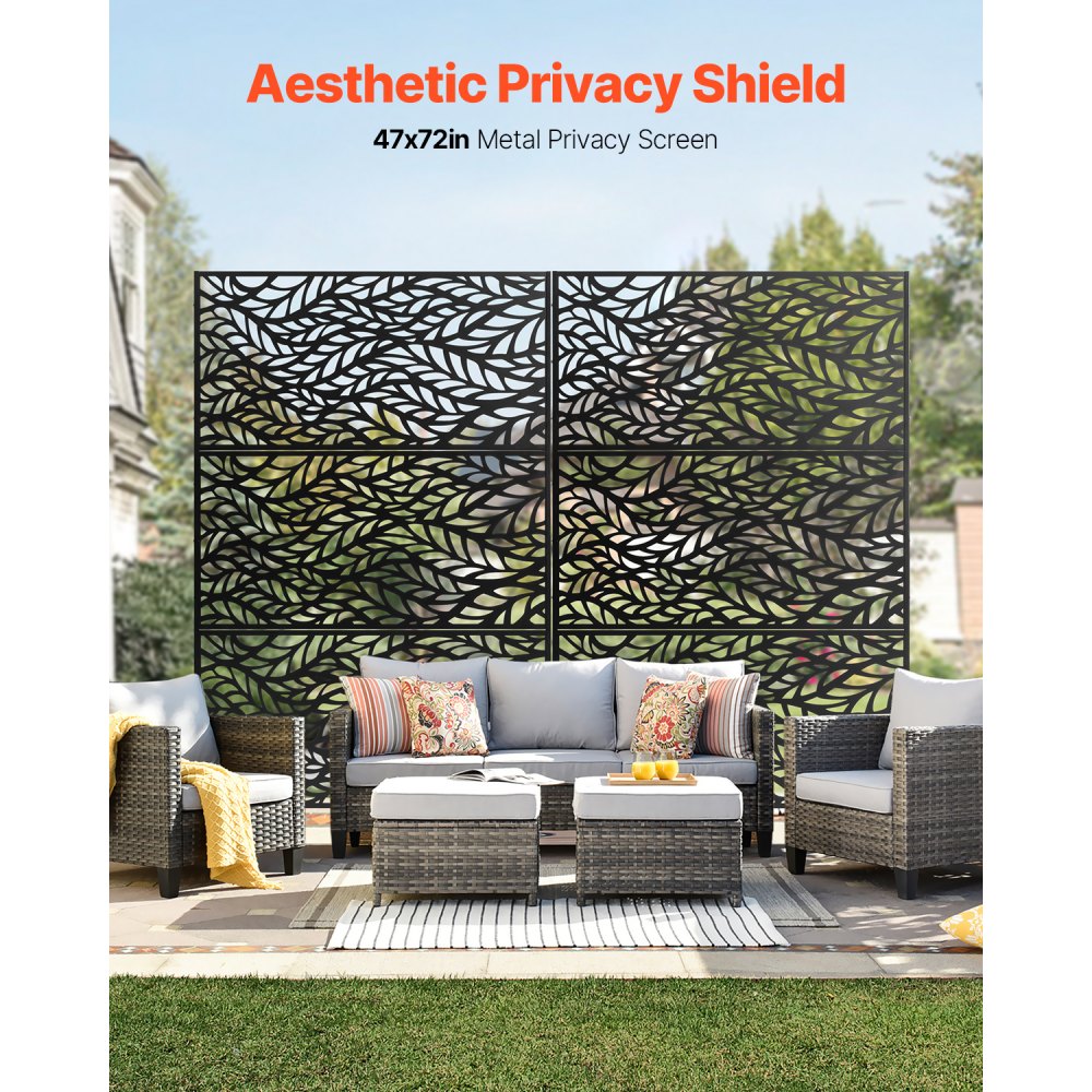 HA-SS-04 - 47"x72" Corrosion-Resistant Metal Privacy Screen for Outdoor Use