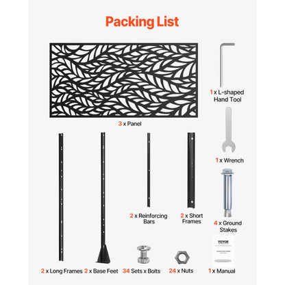 HA-SS-04 - 47"x72" Corrosion-Resistant Metal Privacy Screen for Outdoor Use