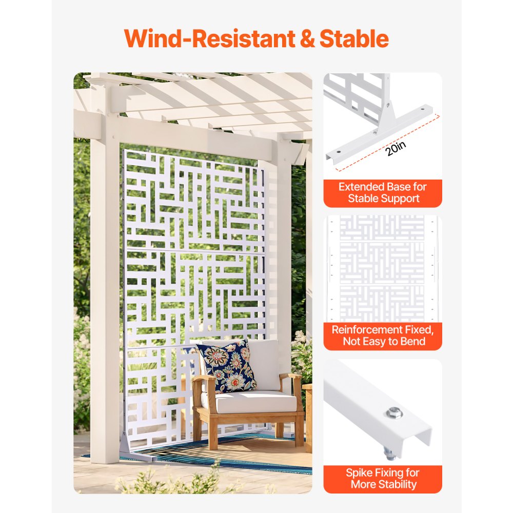 HA-SS-03 - 47" x 76" Durable Metal Privacy Screen for Outdoor Use