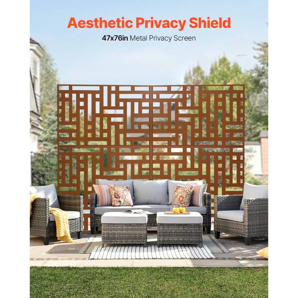 HA-SS-02 - 47"x76" Durable Metal Privacy Screen for Outdoor & Indoor Use