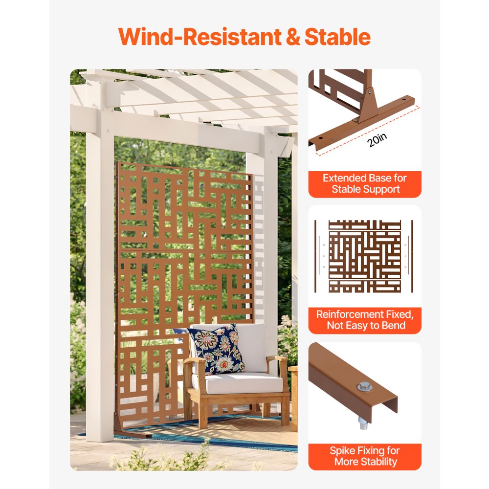 HA-SS-02 - 47"x76" Durable Metal Privacy Screen for Outdoor & Indoor Use