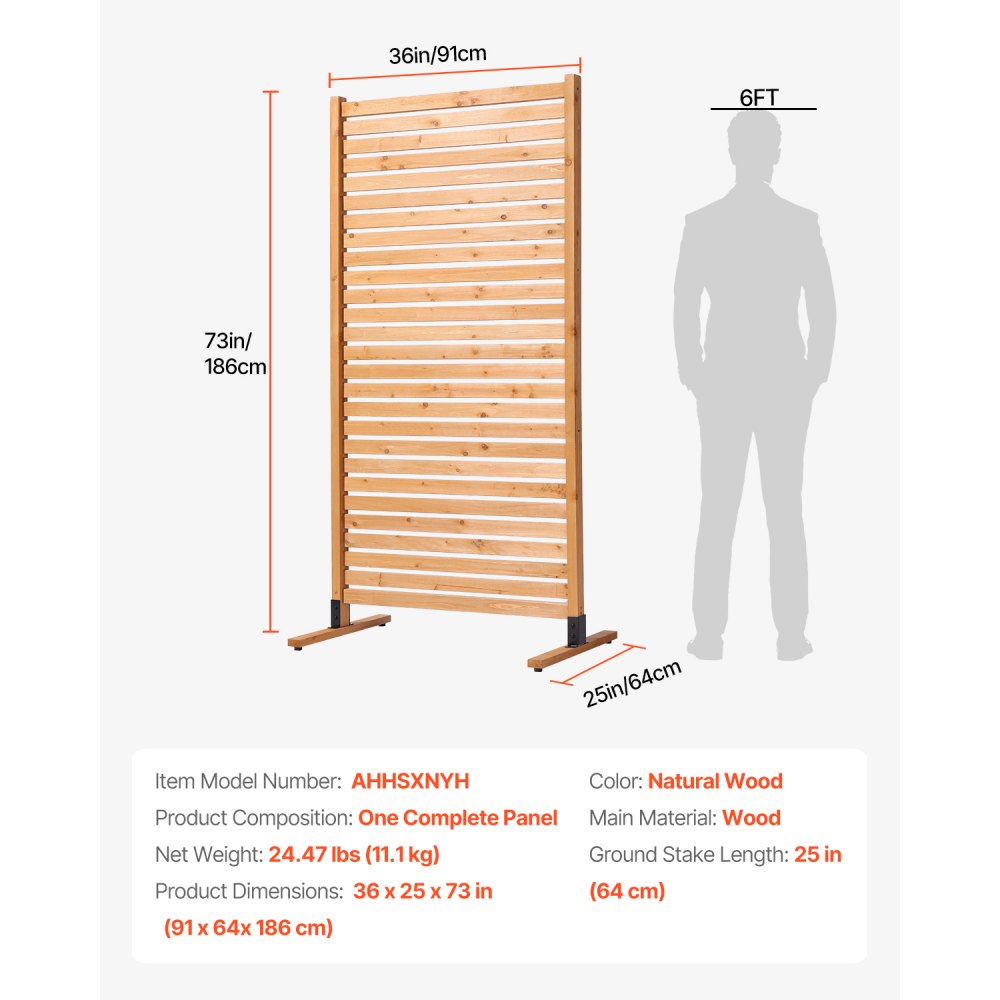 AHHSXNYH - 36" x 76" Wooden Privacy Screen for Garden and Patio