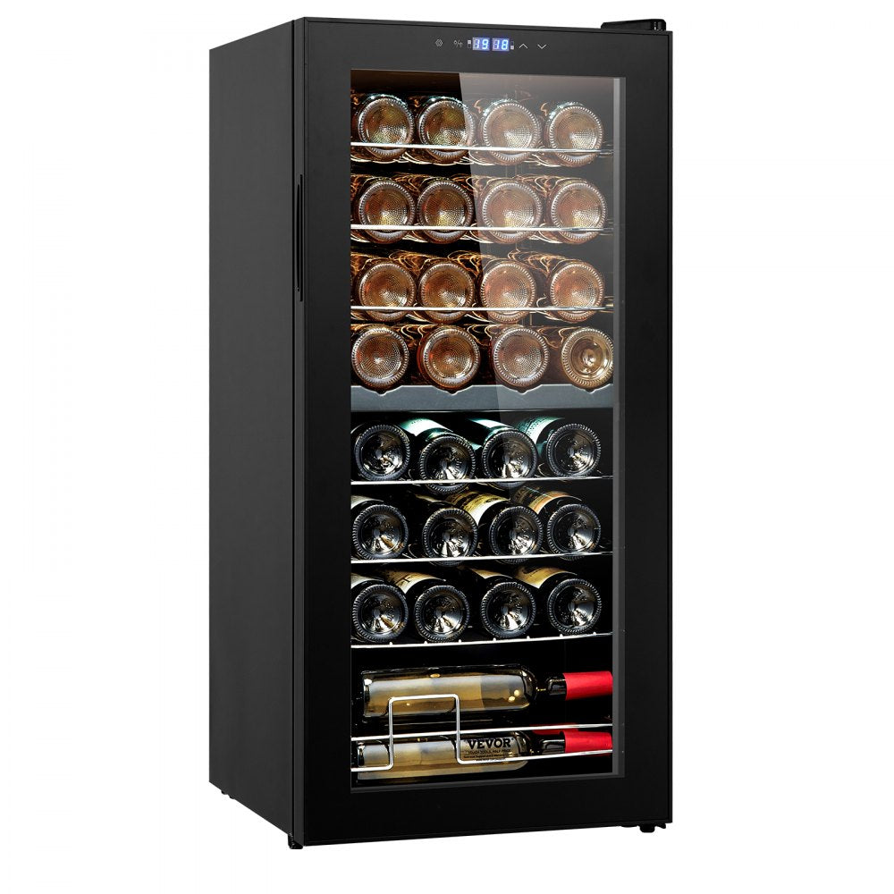 JC-94D - Dual-Zone 32-Bottle VEVOR Wine Cooler with LED Light