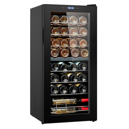 JC-94D - Dual-Zone 32-Bottle VEVOR Wine Cooler with LED Light