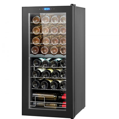JC-94D - Dual-Zone 32-Bottle VEVOR Wine Cooler with LED Light