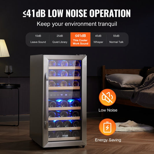 CWC-100B - Dual-Zone Wine Cooler with LED Light & Large Capacity