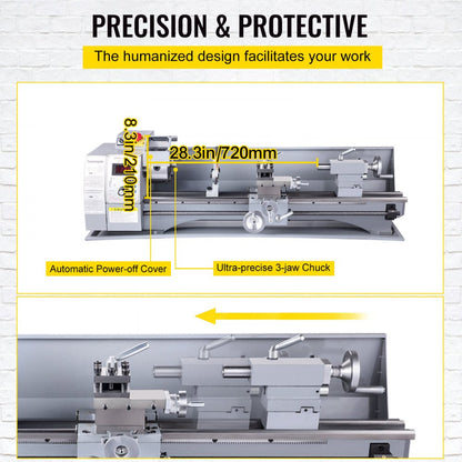 YS-2180A - 8.3" Mini Lathe Machine, 2500 RPM Variable Speed, Durable Cast Iron