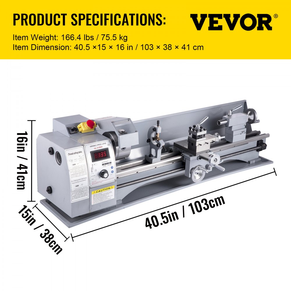 YS-2180A - 8.3" Mini Lathe Machine, 2500 RPM Variable Speed, Durable Cast Iron