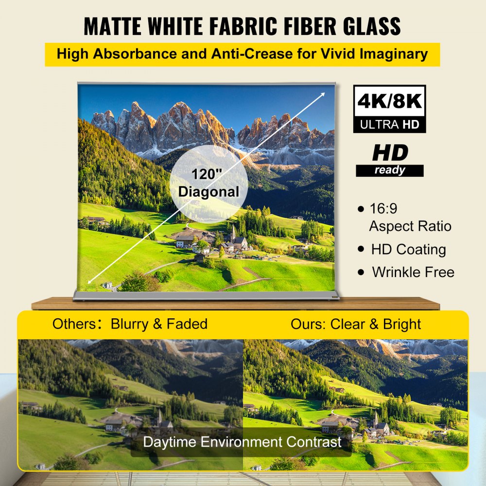 DM-SR17-120 - Portable 120" VEVOR Projector Screen with 16:9 Aspect Ratio