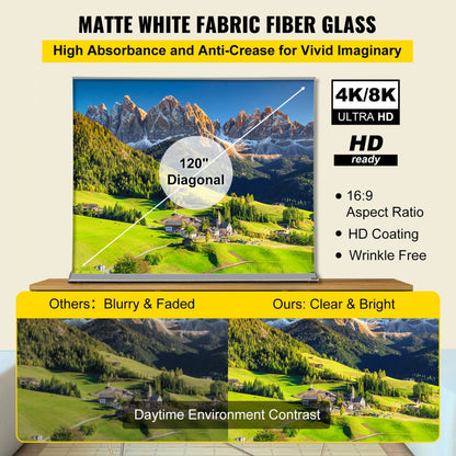 DM-SR17-120 - Portable 120" VEVOR Projector Screen with 16:9 Aspect Ratio