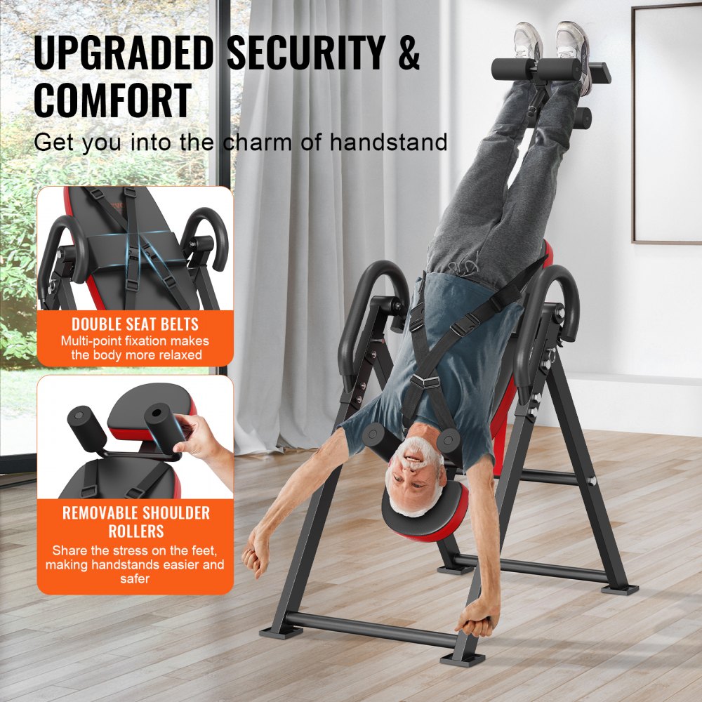 QD003 - Adjustable Inversion Table, 300 lbs Capacity, Foldable & Comfortable